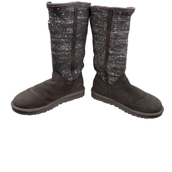 UGG Australia Camaya Gray Suede Knit Sequin Tall Boots Women's Size 7-1006711 - Picture 6 of 10